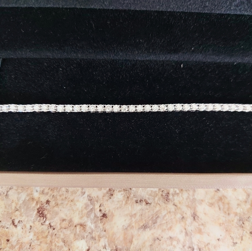 2.5mm Genuine Moissanite Bracelet Rhodium Plated 925 Sterling Silver
